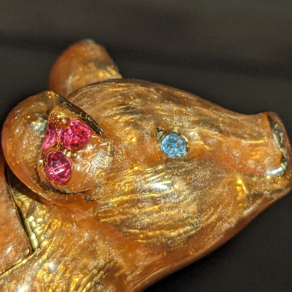 Monet Pink Colored Enamel and  Blue and Pink Stone Ring Holder - Picture 4 of 8